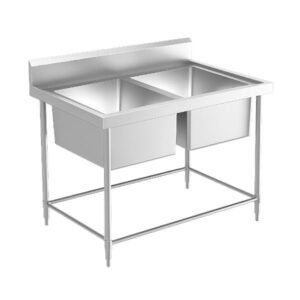 stainless steel double compartment sink