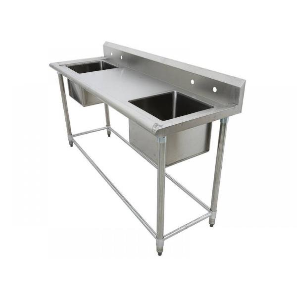 Stainless steel double-compartment sink with drainboard