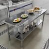 stainless steel two layer disassembly workbench with round legs