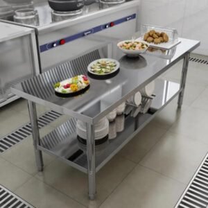 stainless steel two layer disassembly workbench with round legs