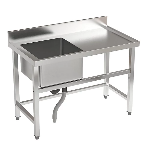 Stainless steel single-compartment sink with drainboard (thick)